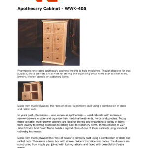Apothecary Cabinet Woodworking Plans WWK-405 - Complete PDF Guide