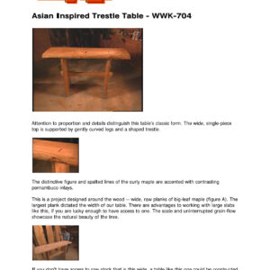 Asian Inspired Trestle Table Woodworking Plans WWK-704 PDF Guide