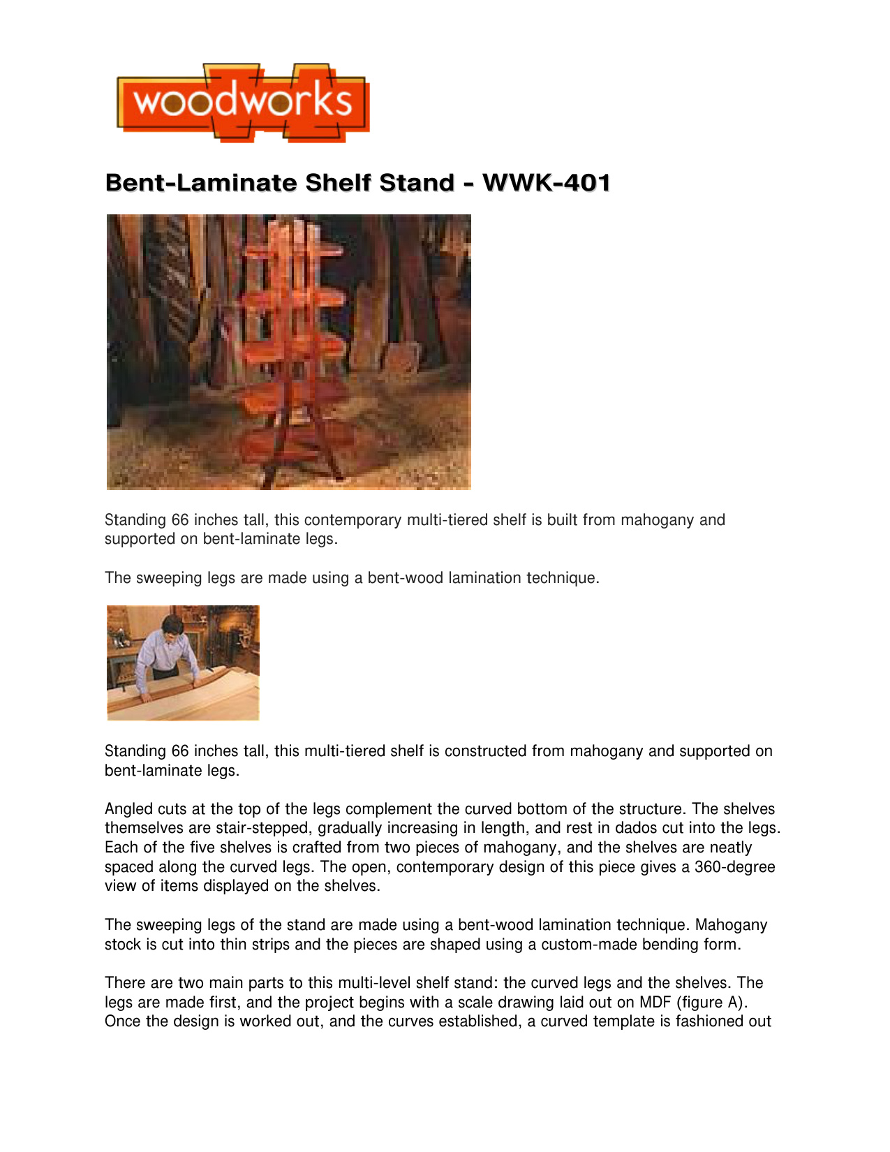 Bent Laminate Shelf Stand Woodworking Plans WWK-401 PDF Download