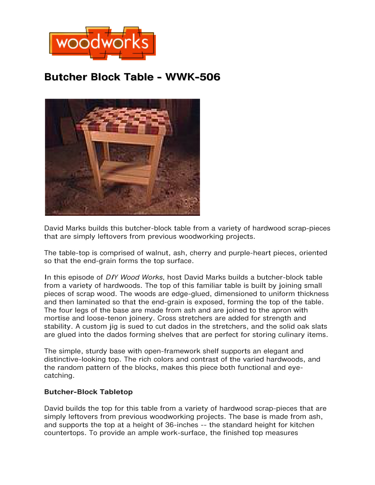 Butcher Block Table Woodworking Plans - Complete Build Guide PDF