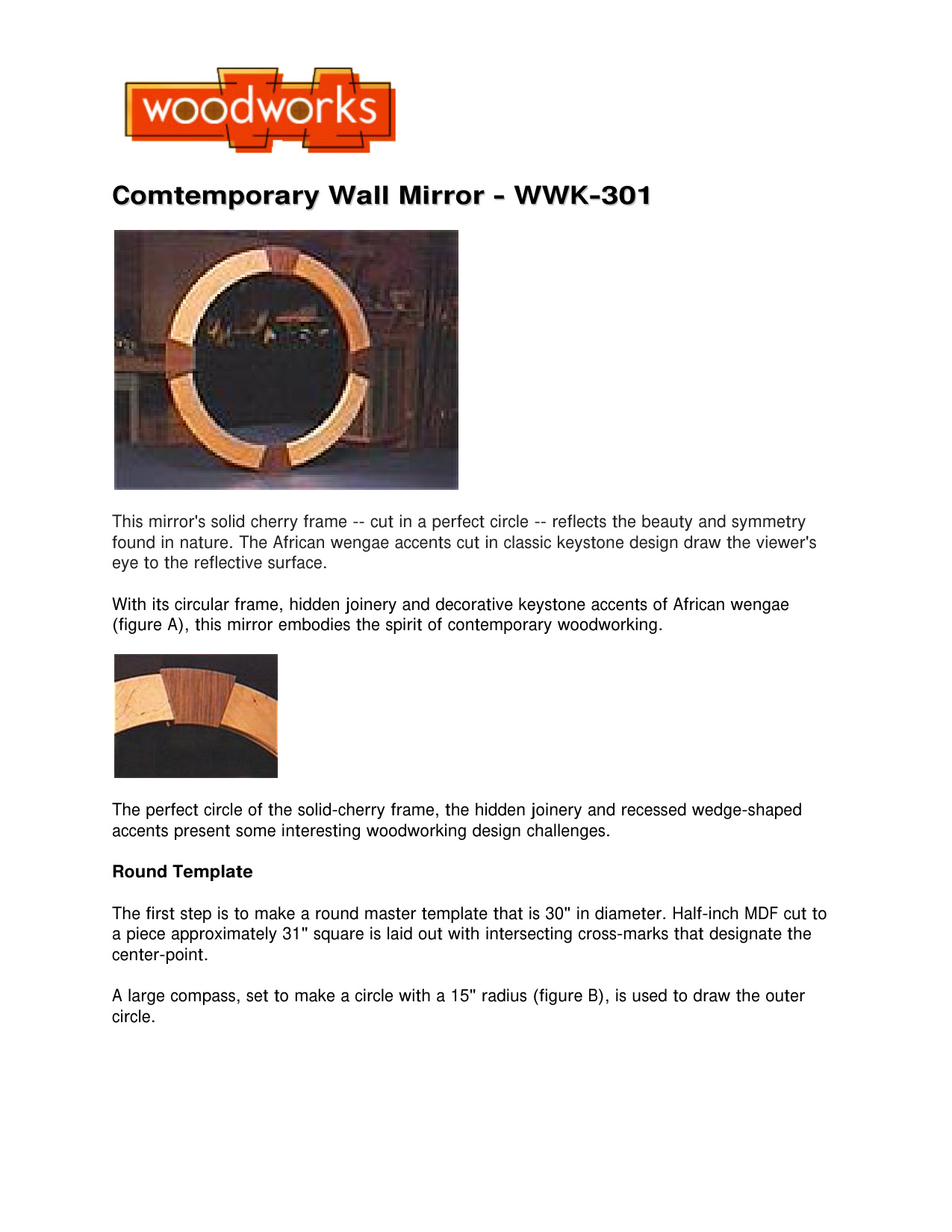 Contemporary Wall Mirror WWK-301 Woodworking Plans PDF Guide