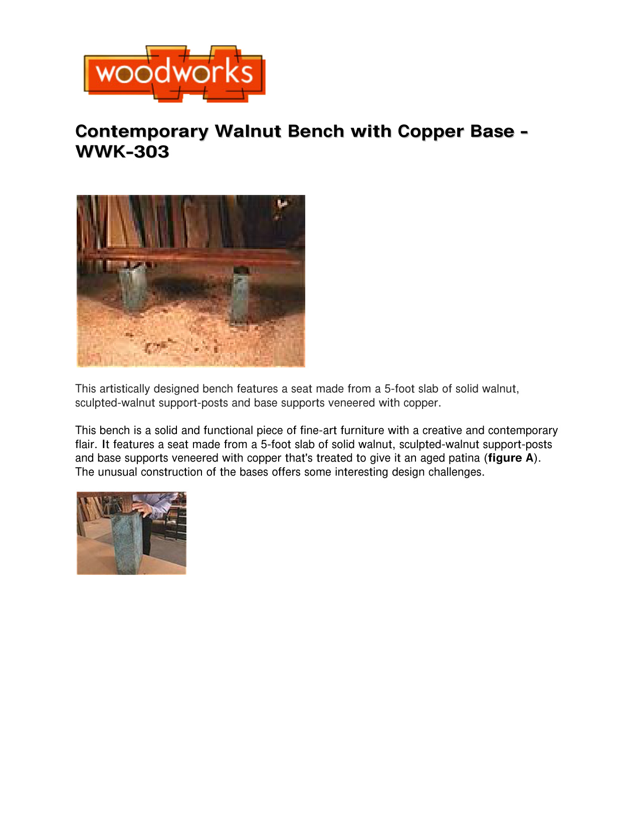 Contemporary Walnut Bench Copper Base Woodworking Plans WWK303
