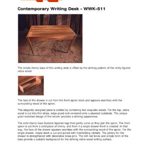Contemporary Writing Desk Woodworking Plans WWK-511 PDF Download