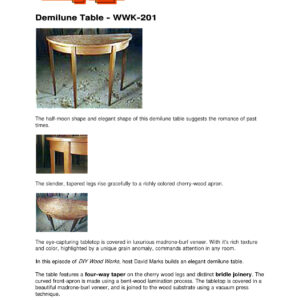 Demilune Table Woodworking Plans PDF - Complete Project Guide WWK-201