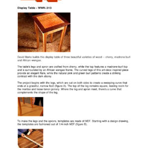 Display Table WWK-313 Woodworking Project Plans PDF Download