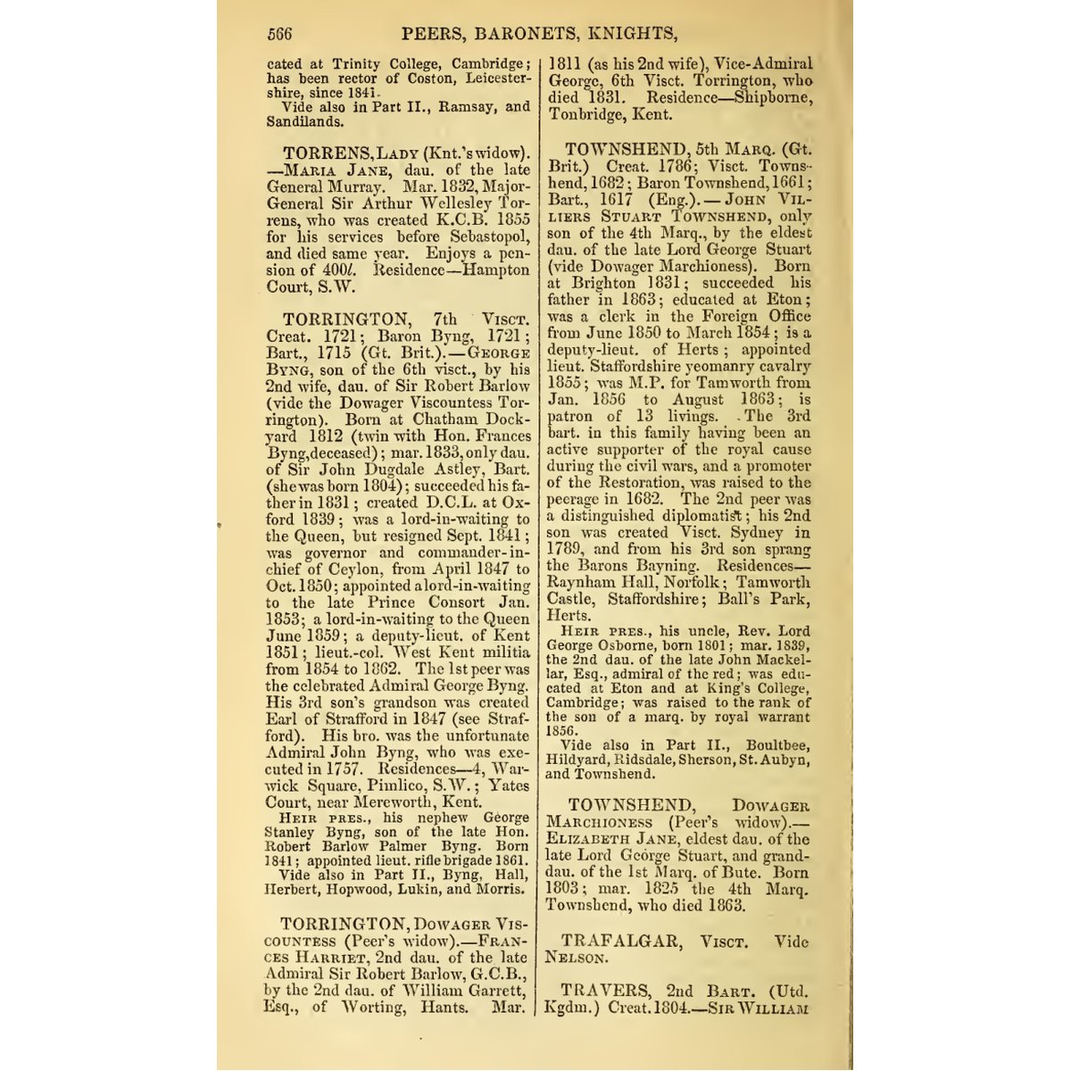 Dod's Peerage Baronetage Knightage 1866 Complete 2 Volume Set PDF - Image 5