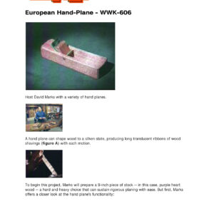 European Hand Plane Woodworking Guide WWK-606 - PDF Manual