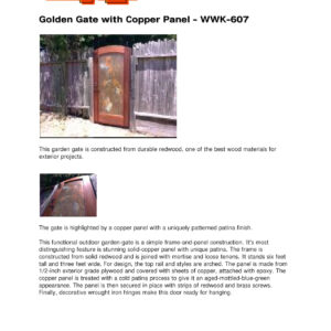 Garden Gate Copper Panel Woodworking Plans WWK607 PDF Guide