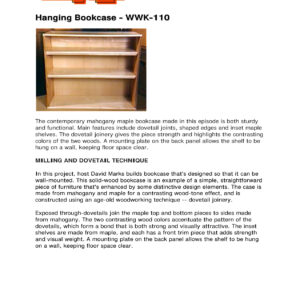 Hanging Bookcase WWK-110 Dovetail Woodworking Plans PDF Guide