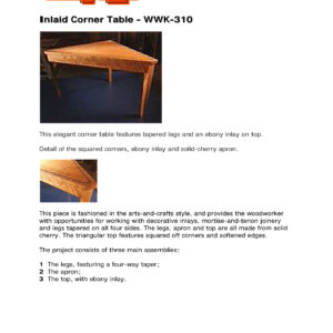 Inlaid Corner Table WWK-310 Woodworking Plans - Complete PDF Guide