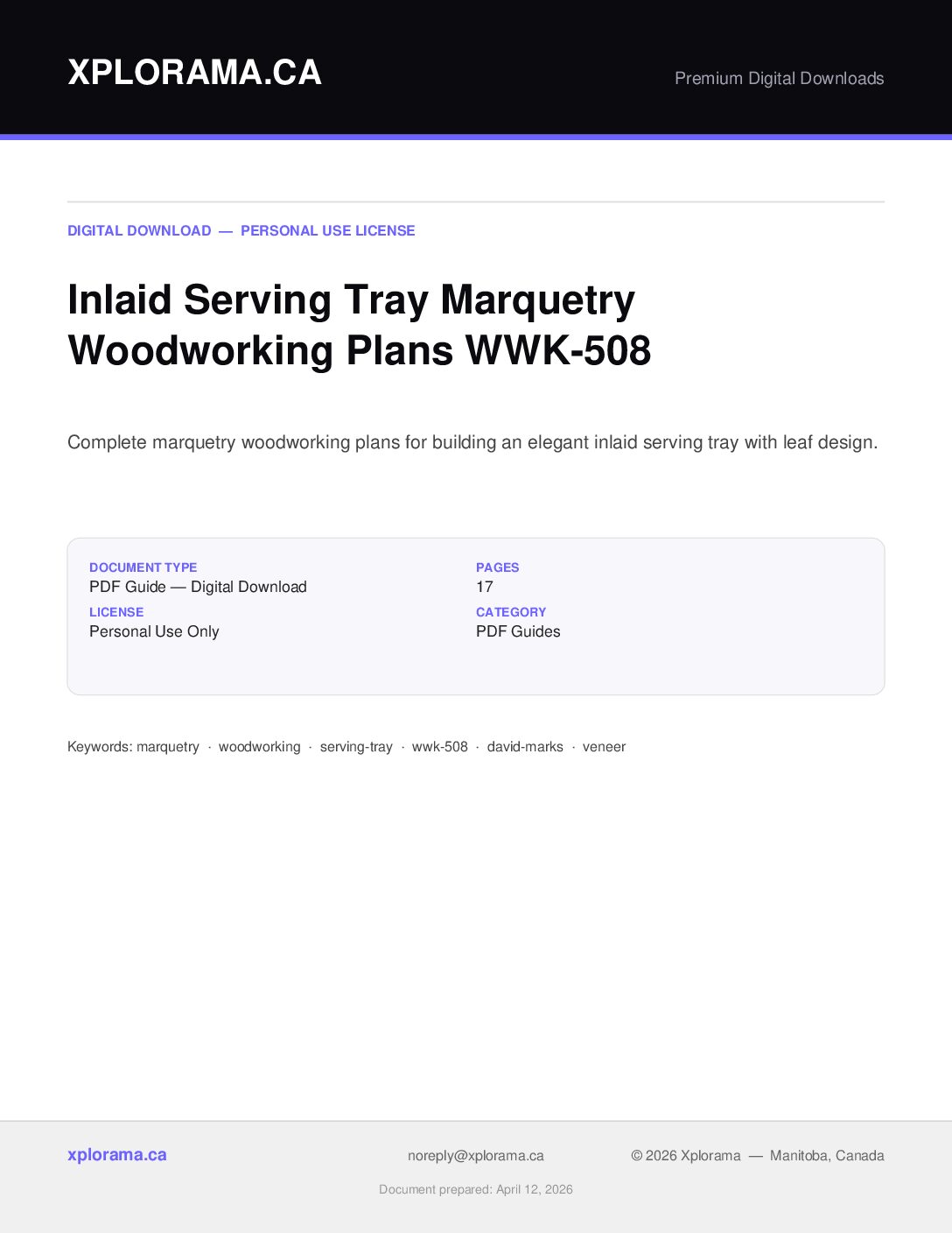 Inlaid Serving Tray Marquetry Woodworking Plans PDF Guide