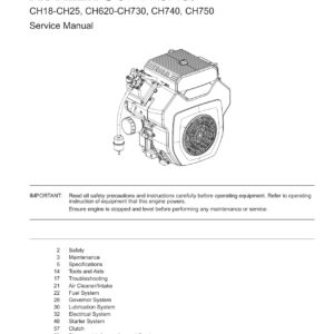 Kohler Command CH18 CH25 CH620 CH750 Engine Service Manual PDF