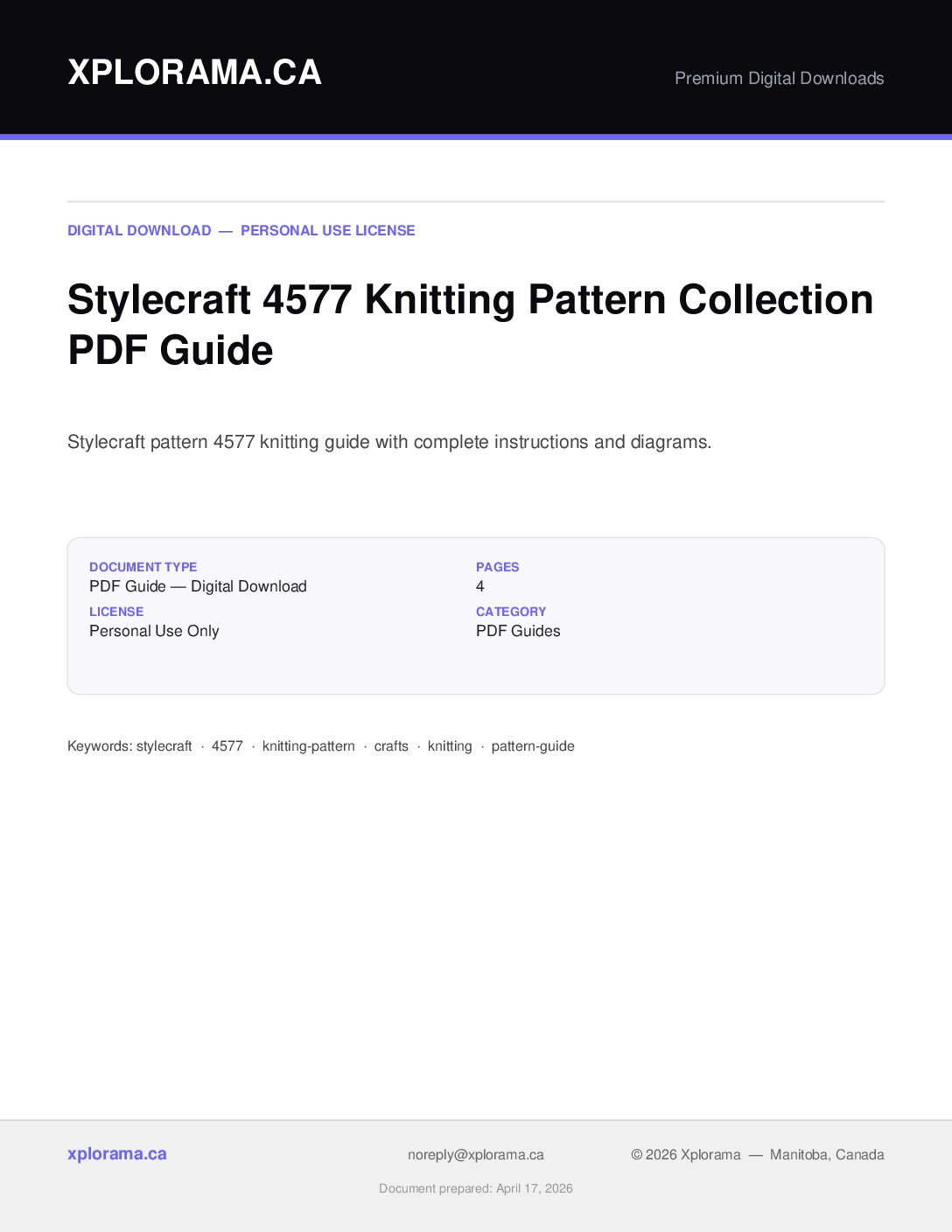 Stylecraft 4577 Knitting Pattern - Original Vintage PDF Guide