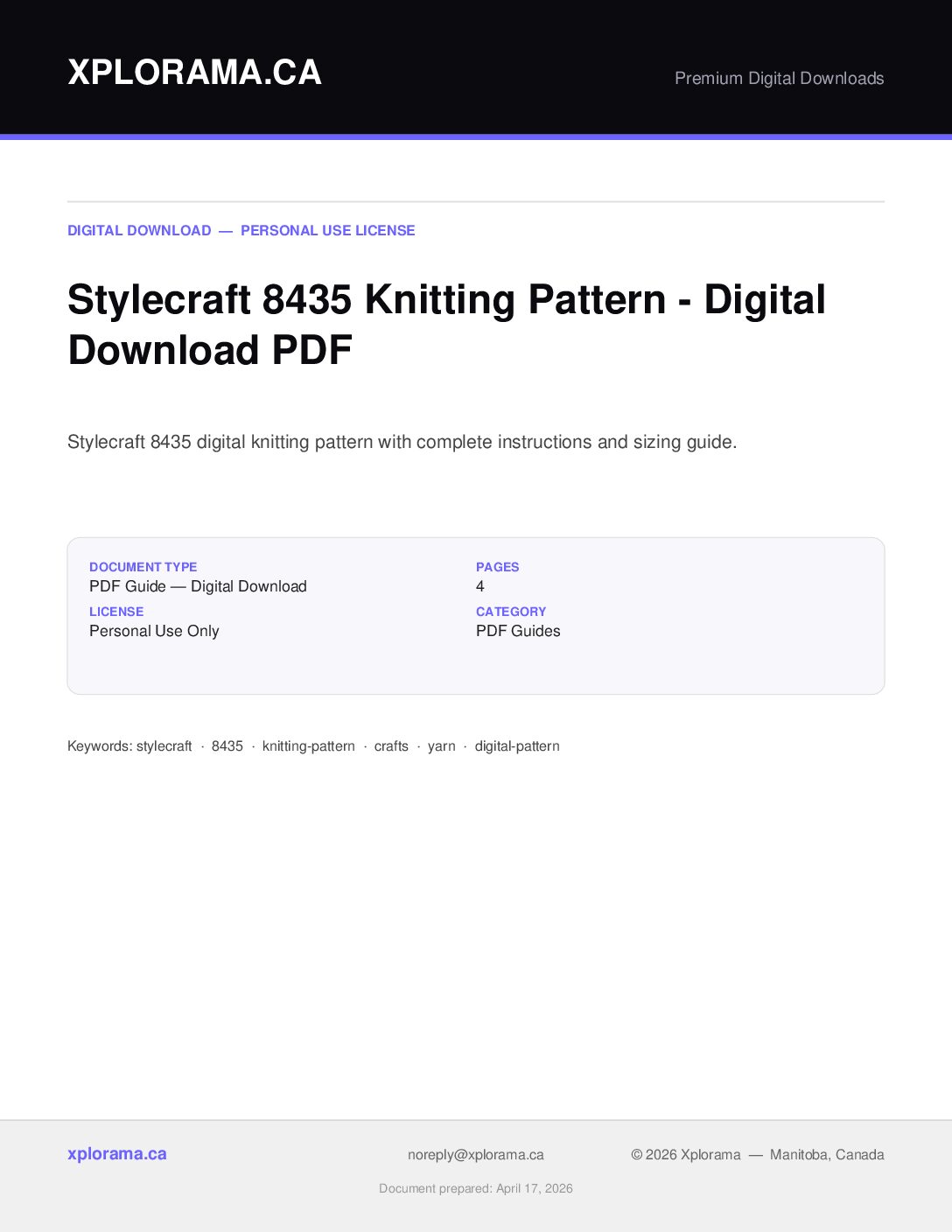 Stylecraft 8435 Knitting Pattern PDF - Vintage Knitting Guide