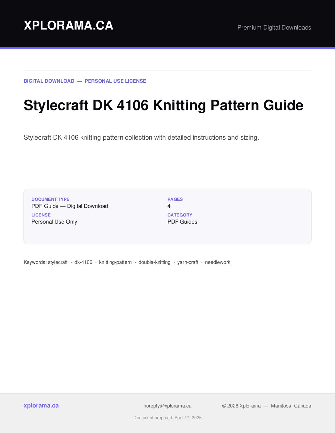 Stylecraft DK 4106 Knitting Pattern - Complete PDF Guide
