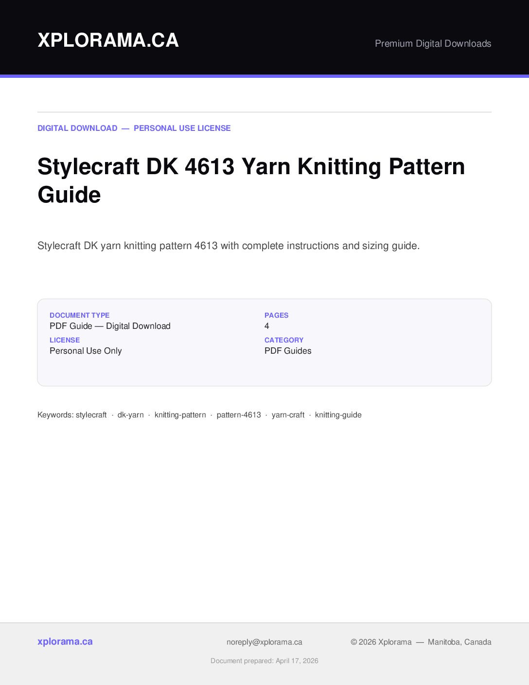 Stylecraft DK 4613 Yarn Knitting Pattern - Vintage PDF Download