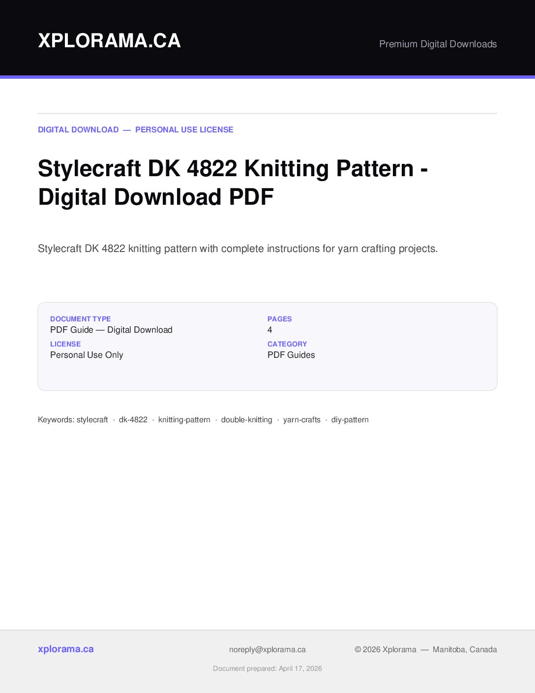 Stylecraft DK 4822 Knitting Pattern - Vintage PDF Download