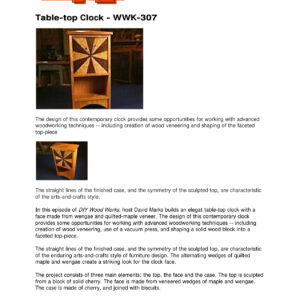 Tabletop Clock Woodworking Plans WWK-307 PDF Project Guide