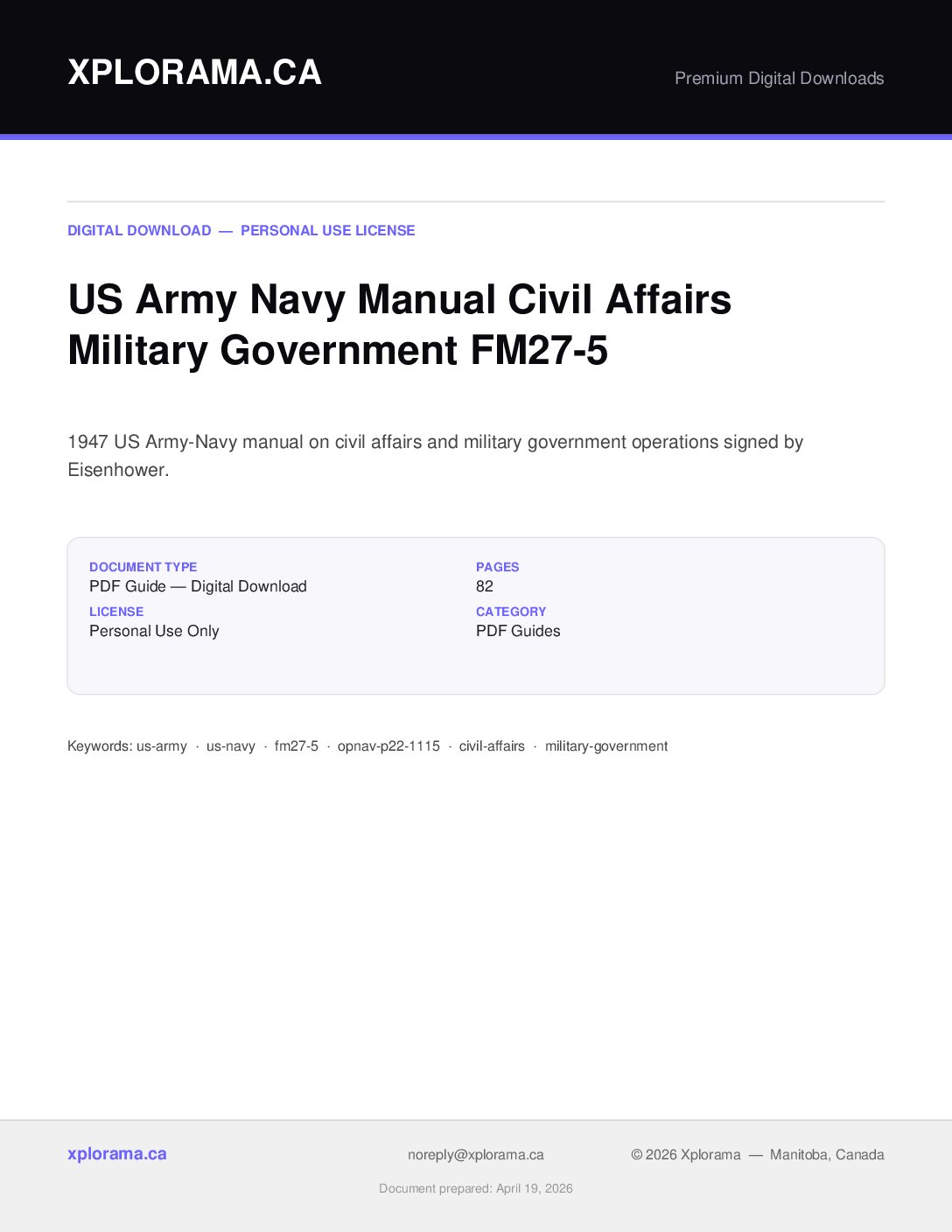 US Army Navy Civil Affairs Military Government Manual V1 V2 PDF