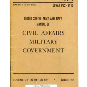 US Army Navy Civil Affairs Military Government Manual V1 V2 PDF