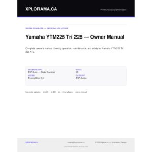 Yamaha YTM225 Tri-225 Owner Manual - Complete Operation Guide PDF