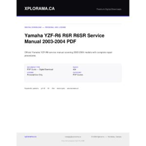 Yamaha YZF-R6 Service Manual 2003-2004 PDF Digital Download