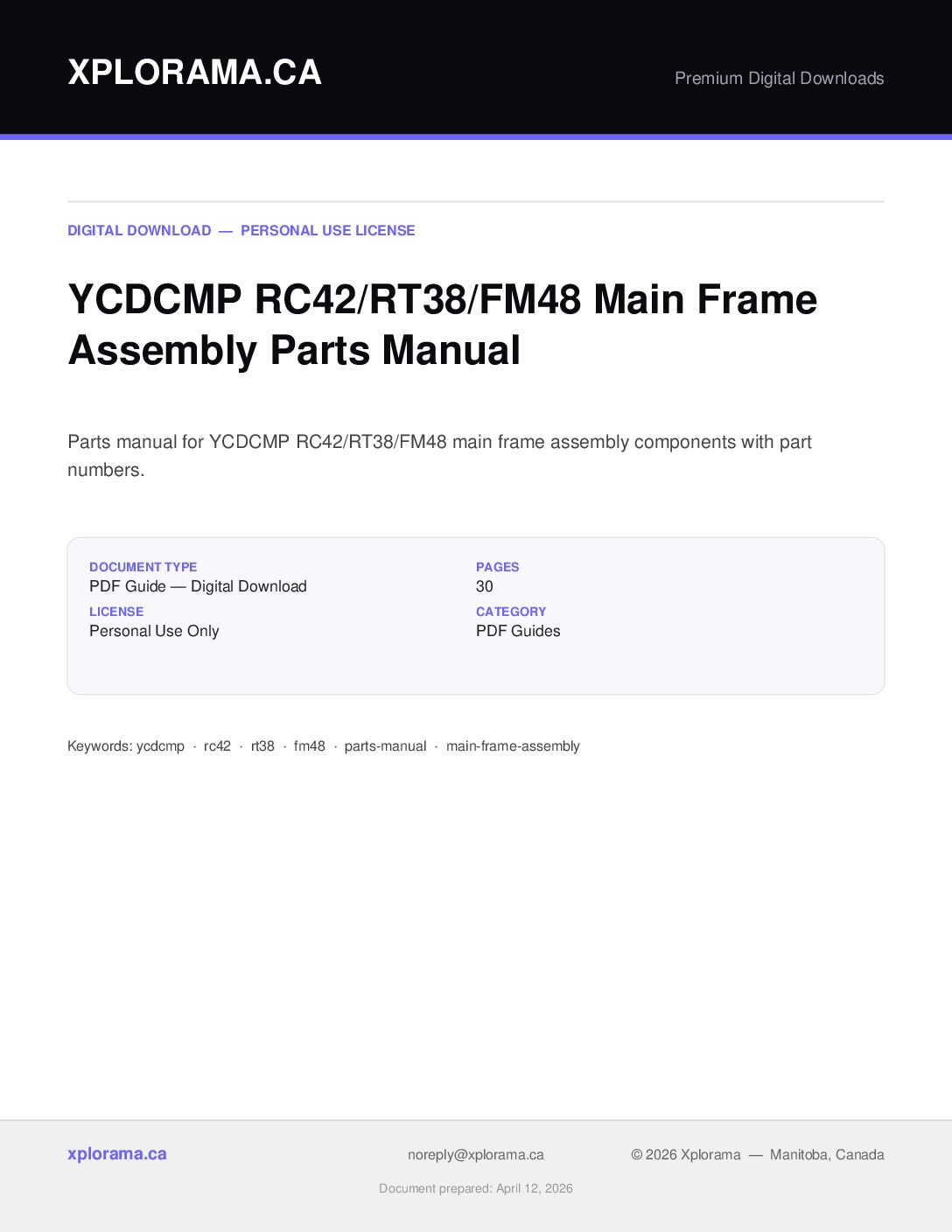 YC/DCMP RC42 RT38 FM48 Parts Manual - Complete Parts Catalog PDF