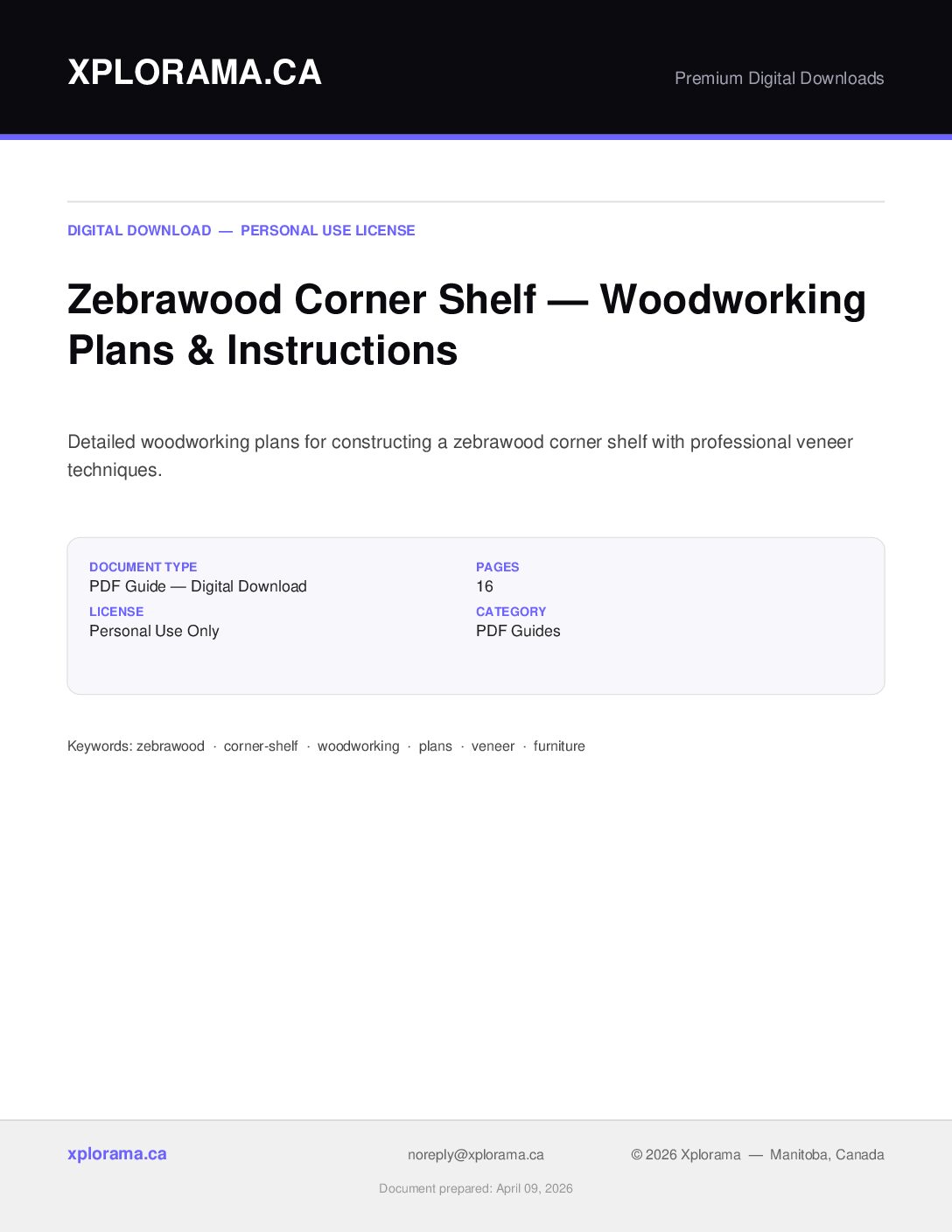 Zebrawood Corner Shelf Woodworking Plans - Complete PDF Guide