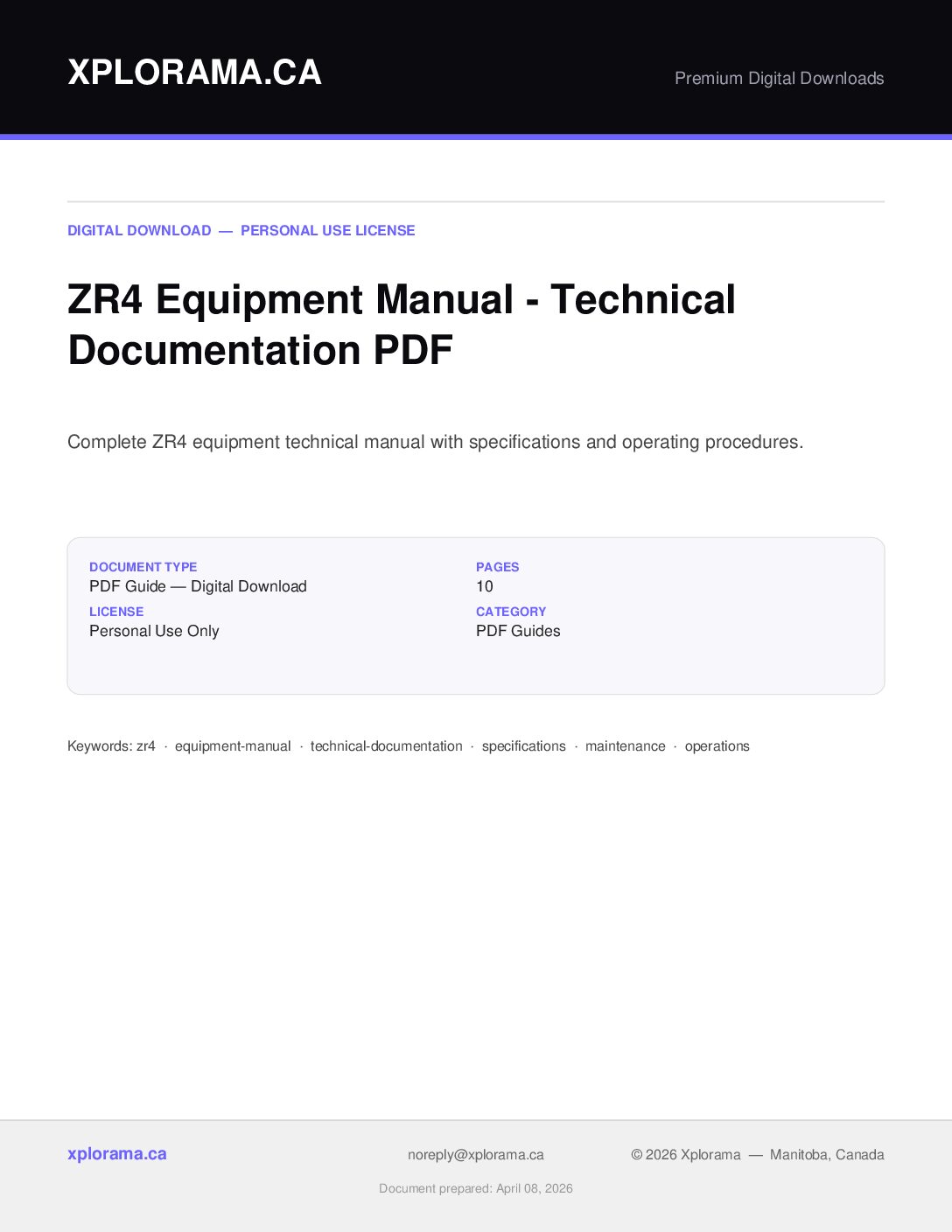 ZR4 Manual v1 - Technical Service Manual PDF Digital Download