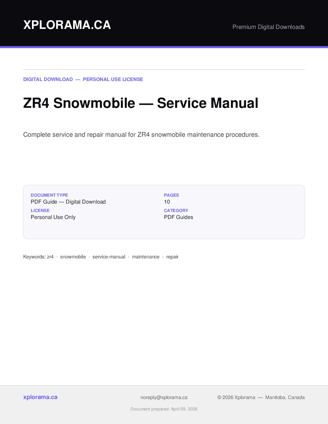 ZR4 Snowmobile Service Manual - Complete Repair & Maintenance PDF