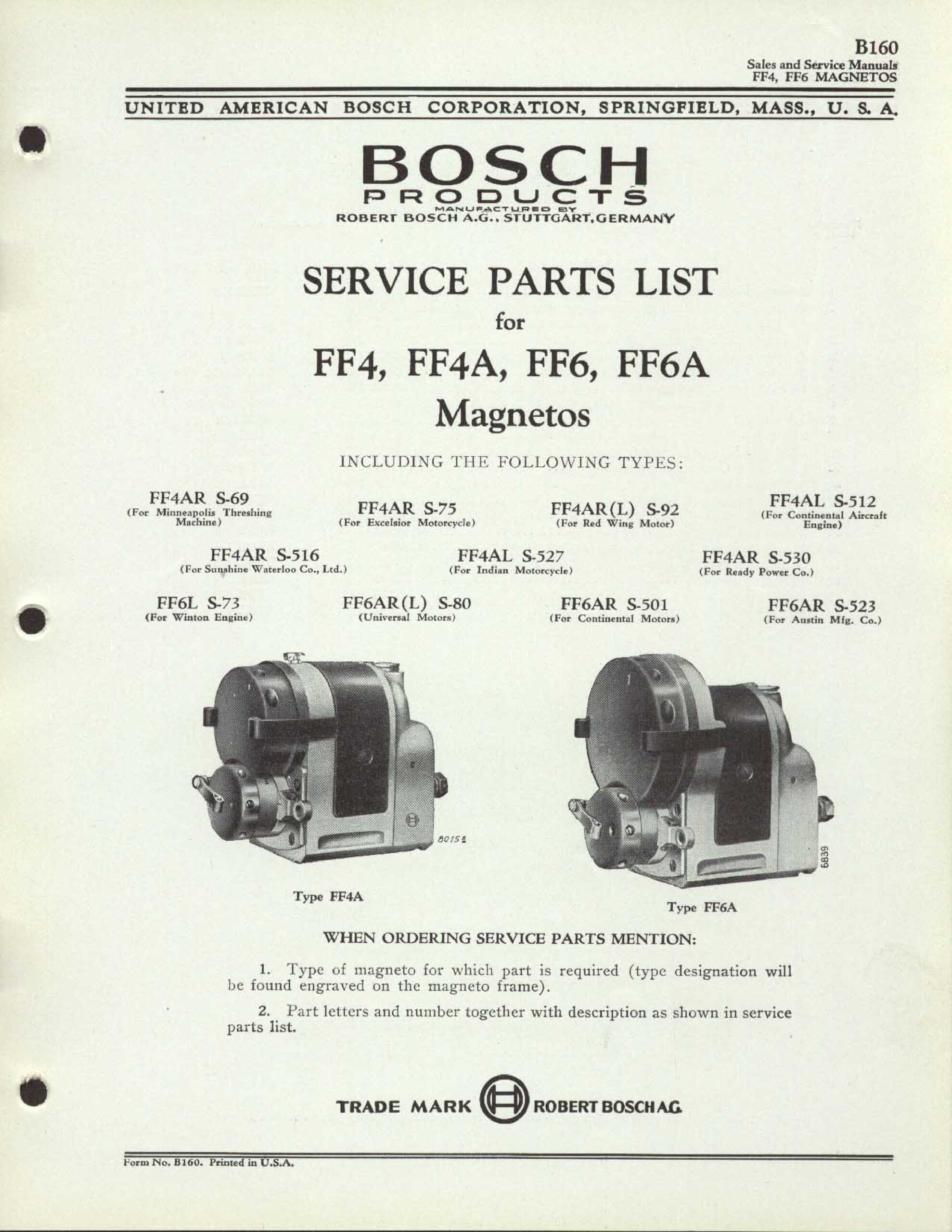 Bosch FF4 FF6 Magneto Service Manual & Parts List PDF Download - Image 2