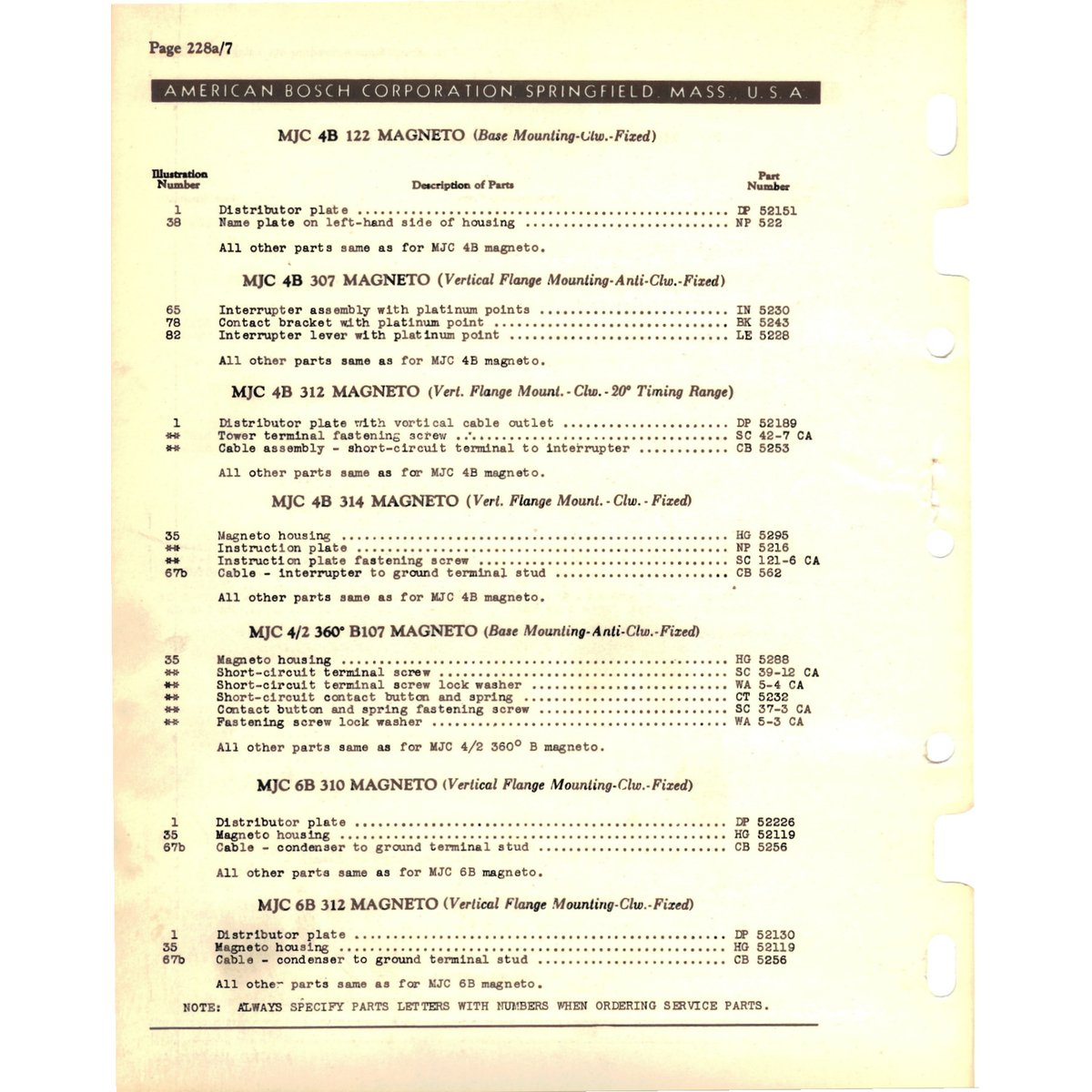 Bosch MJC-4B Magneto Parts Manual - Complete PDF Download - Image 3