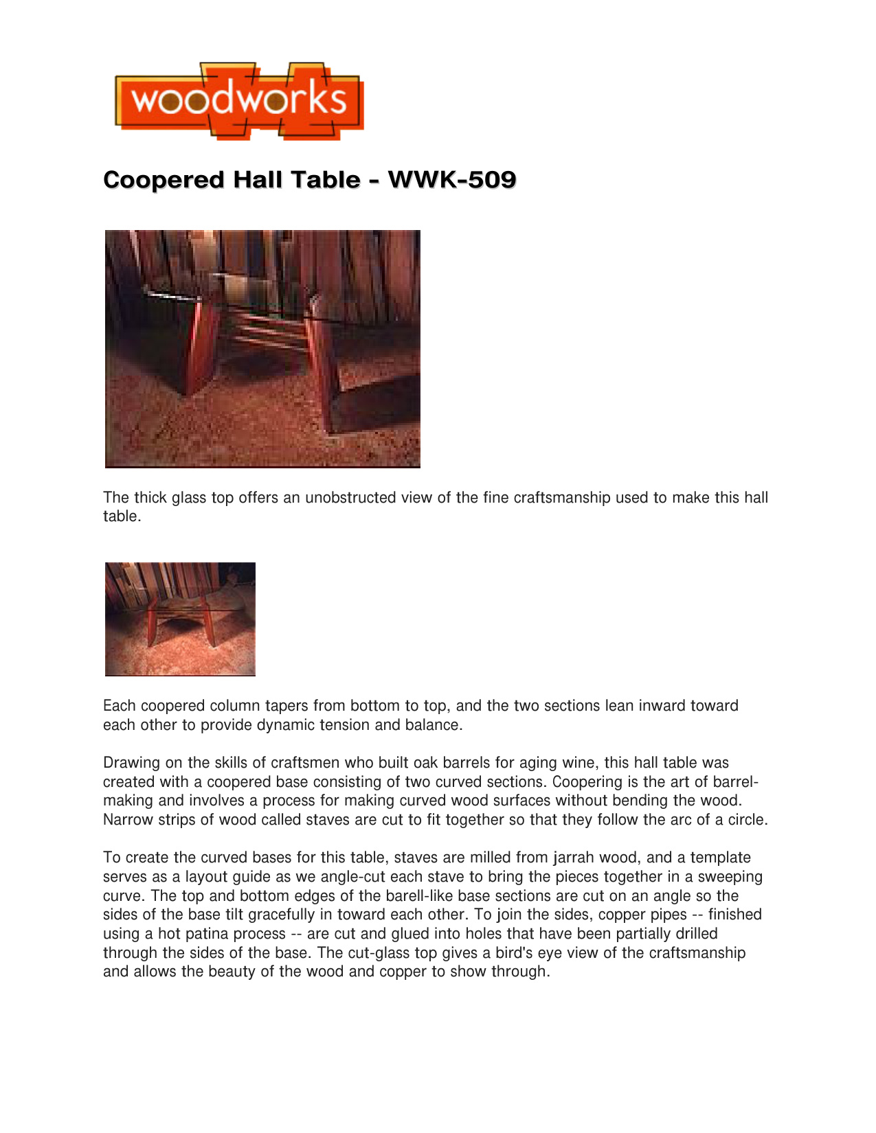 Coopered Hall Table Woodworking Plans WWK-509 PDF Download - Image 2