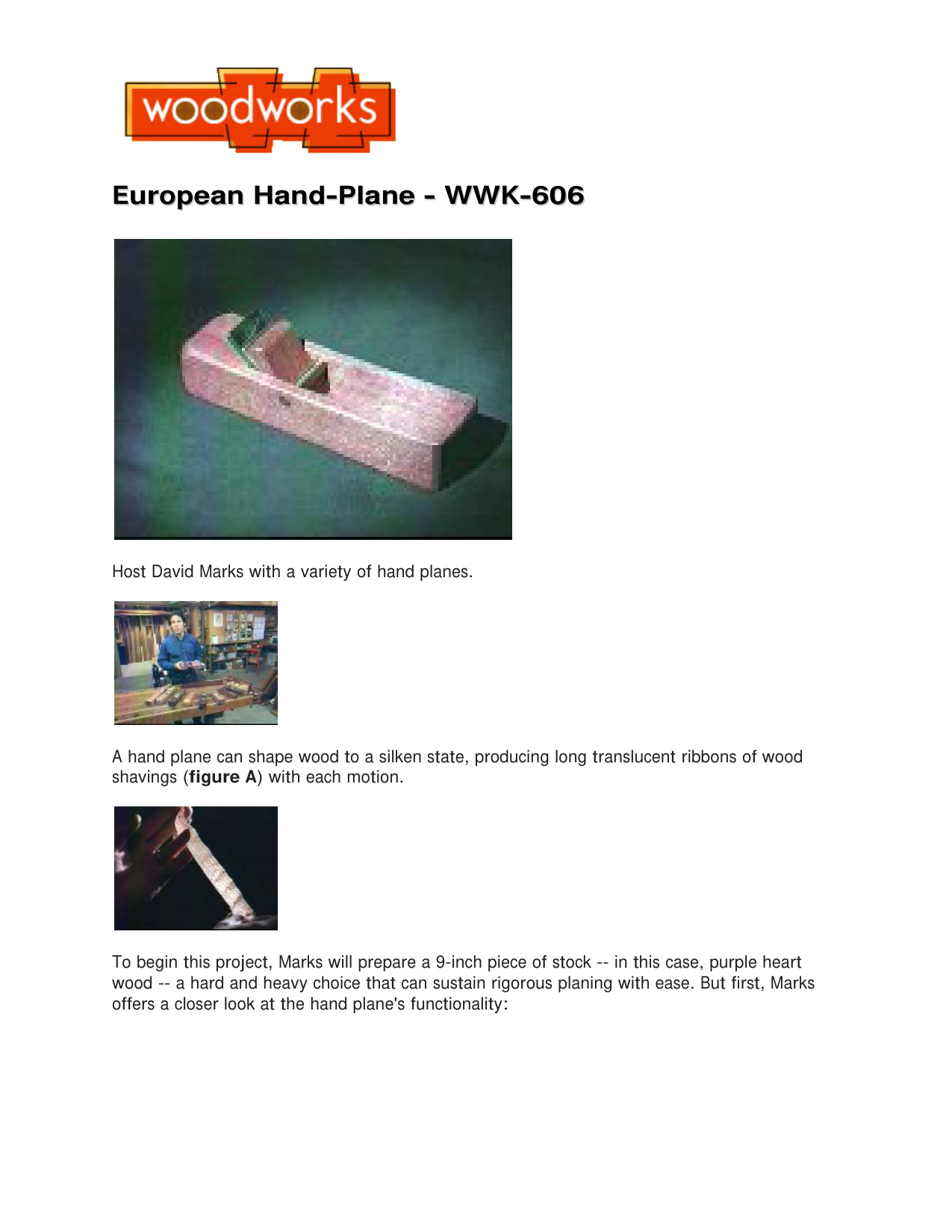 European Hand Plane Woodworking Guide WWK-606 - PDF Manual - Image 2