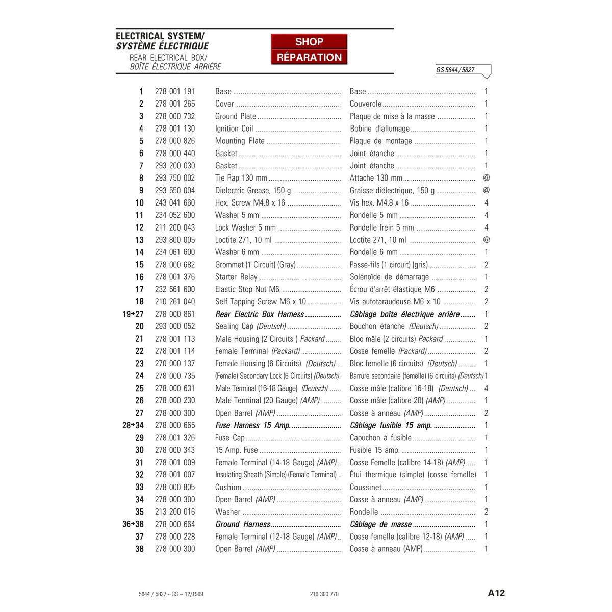 Sea-Doo 5644/5827 GS 2000 Parts Catalog Manual PDF - Image 3