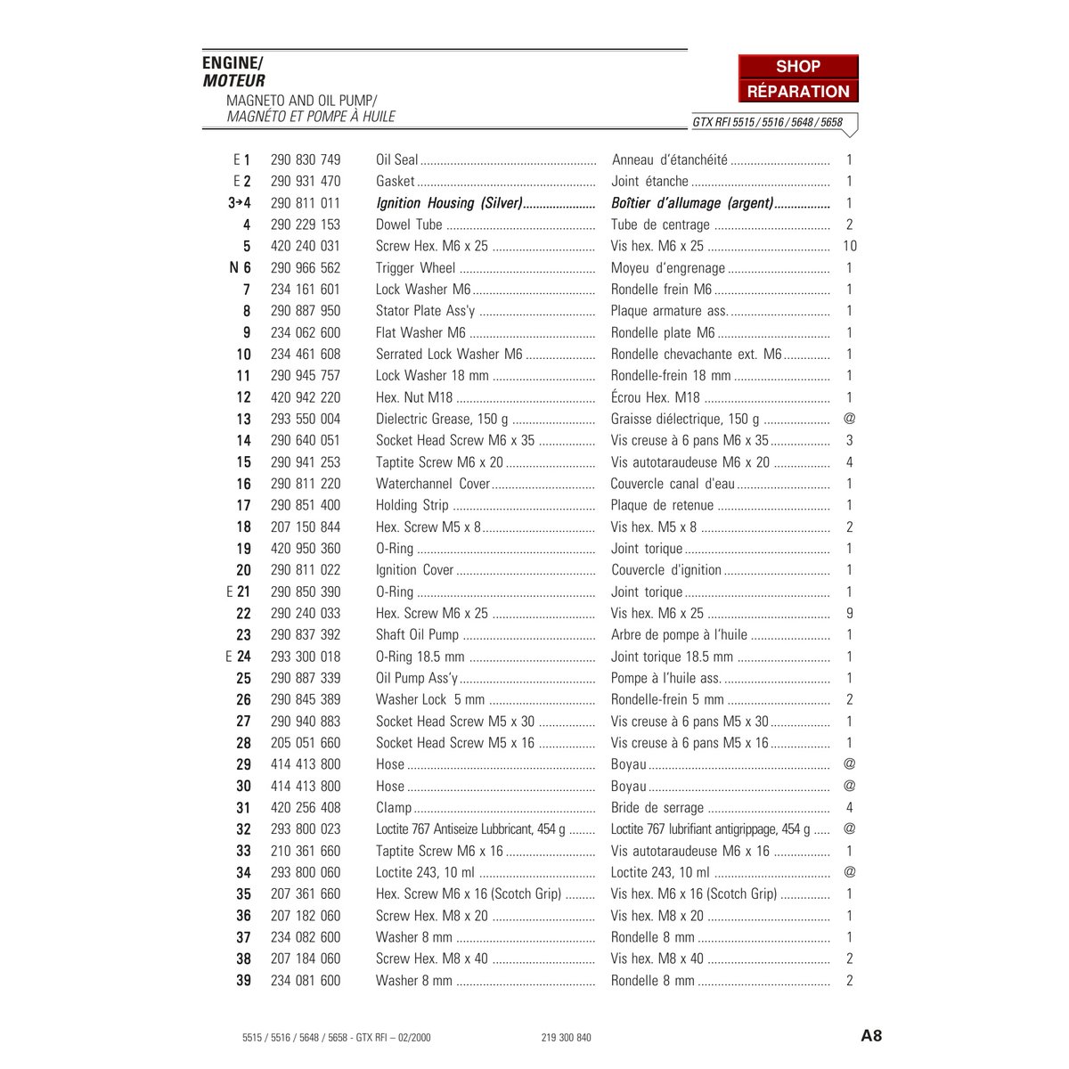 Sea-Doo GTX RFI 2000 Parts Catalog Manual PDF (5515/5516/5648/5658) - Image 2