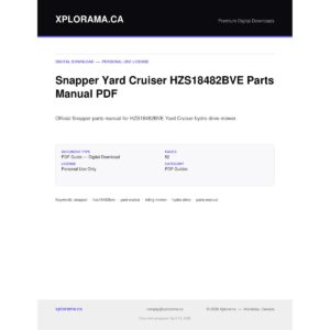 Snapper Yard Cruiser HZS18482BVE Parts Manual PDF