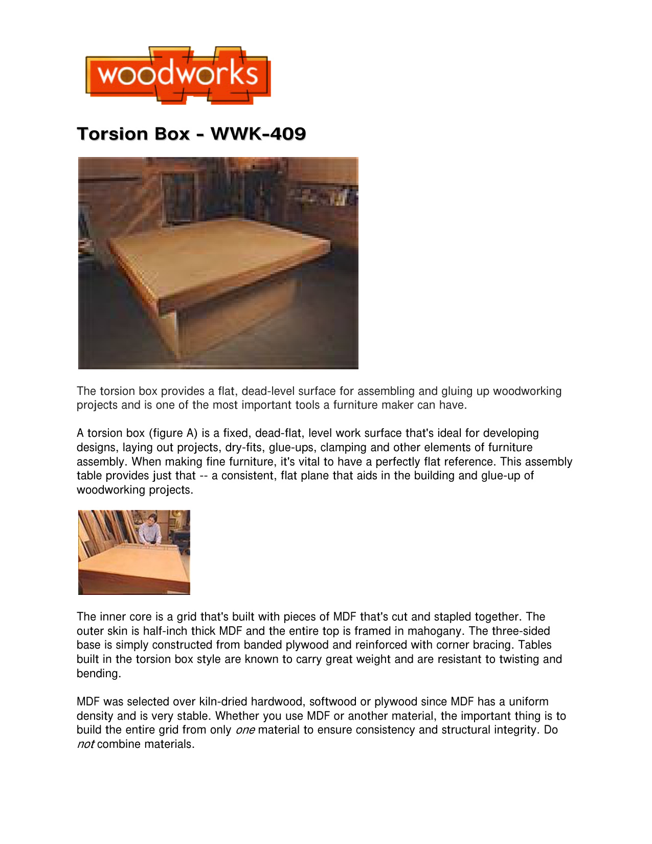 Xplorama WWK-409 Torsion Box Assembly Table Woodworking Plans PDF - Image 2