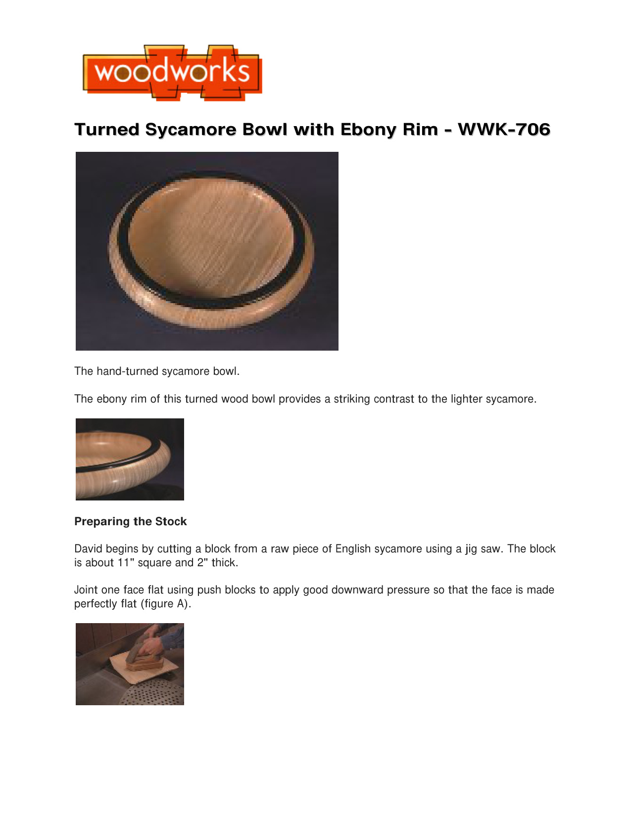 Turned Sycamore Bowl with Ebony Rim Woodworking Guide WWK-706 - Image 2
