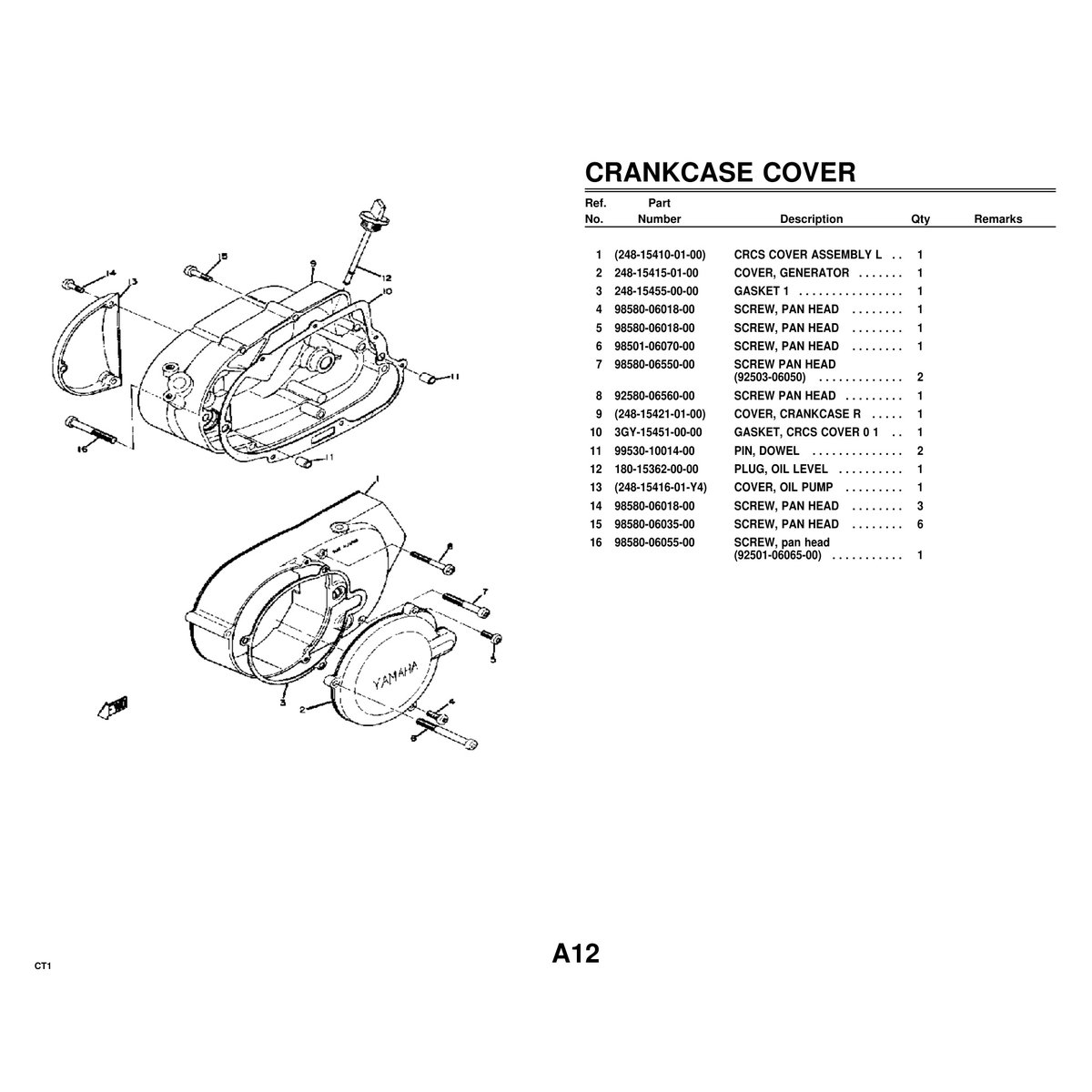 Yamaha CT1 Engine Crank Piston Parts Manual Complete Parts List - Image 3