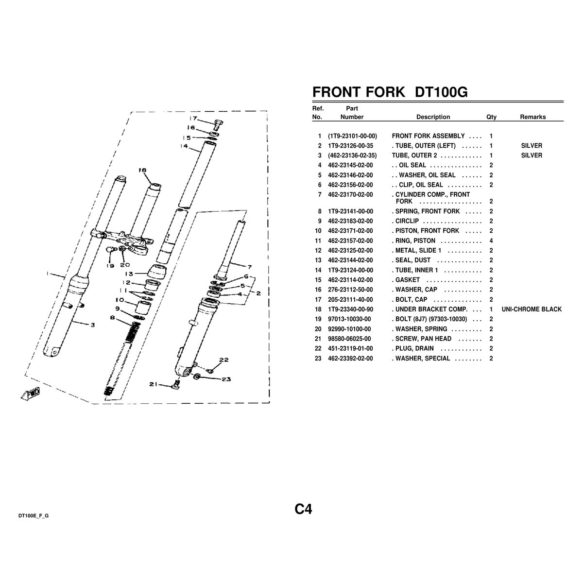 Yamaha DT100E/F/G Parts Manual - Engine Components PDF Guide - Image 3