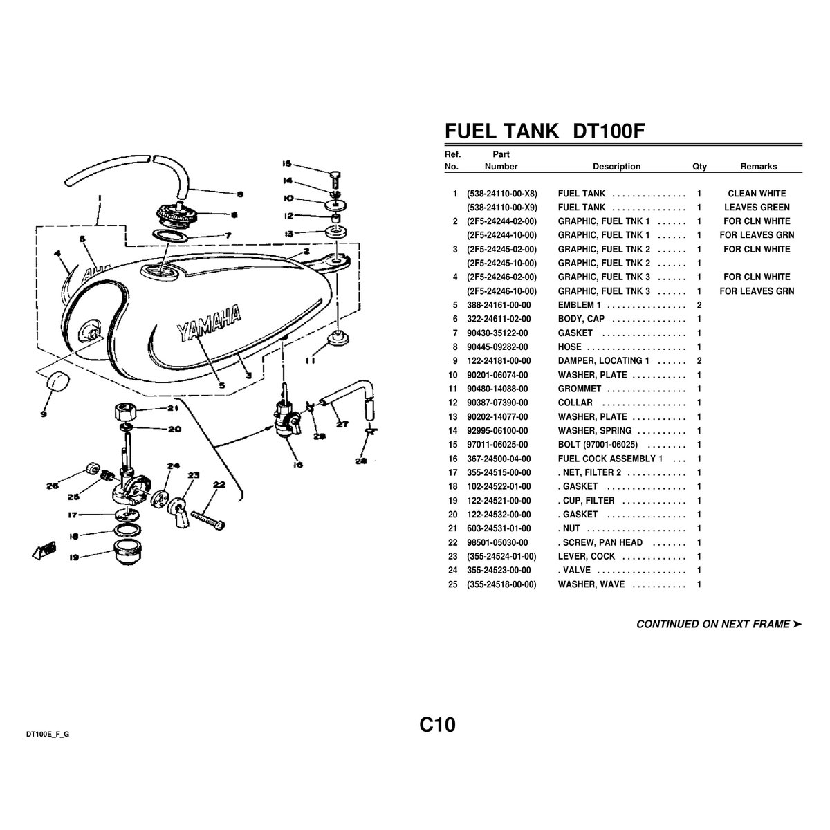 Yamaha DT100E/F/G Parts Manual - Engine Components PDF Guide - Image 4