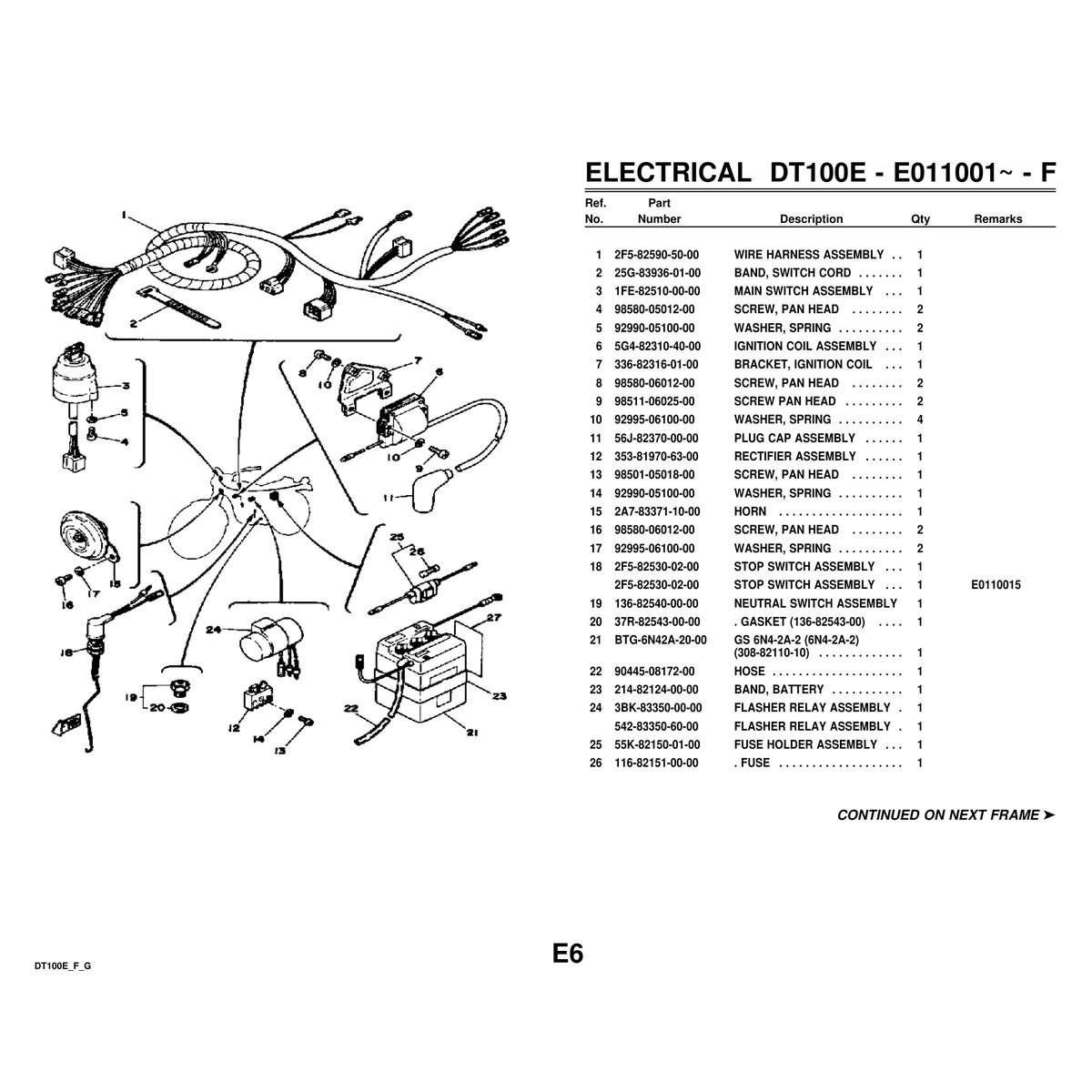Yamaha DT100E/F/G Parts Manual - Engine Components PDF Guide - Image 7
