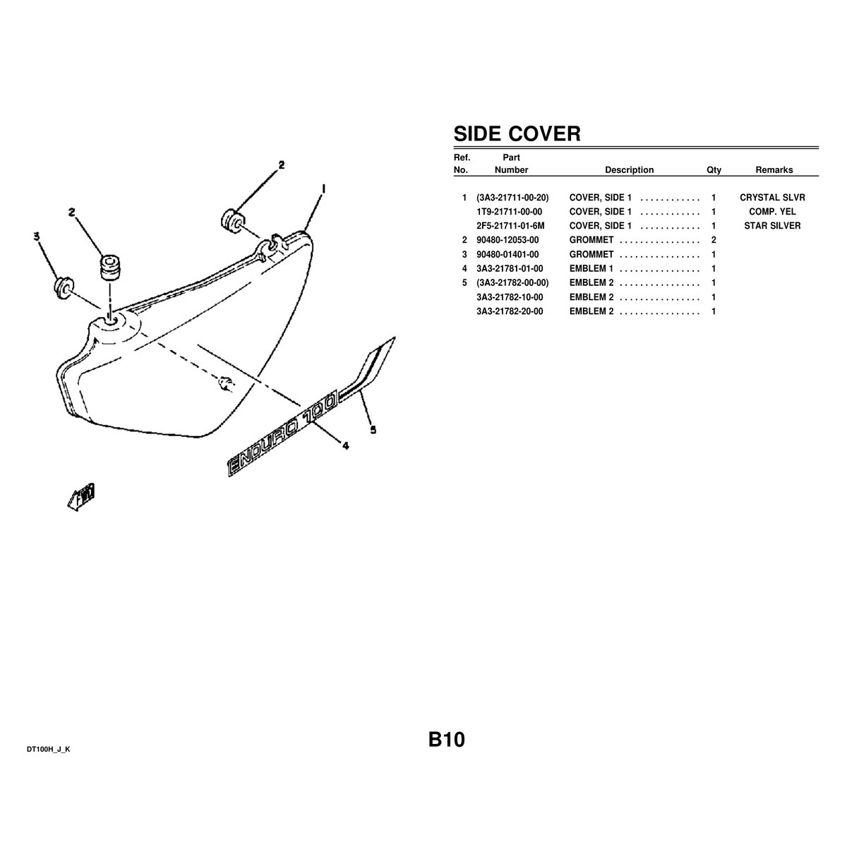 Yamaha DT100H Motorcycle Parts Manual - Engine Components PDF - Image 2