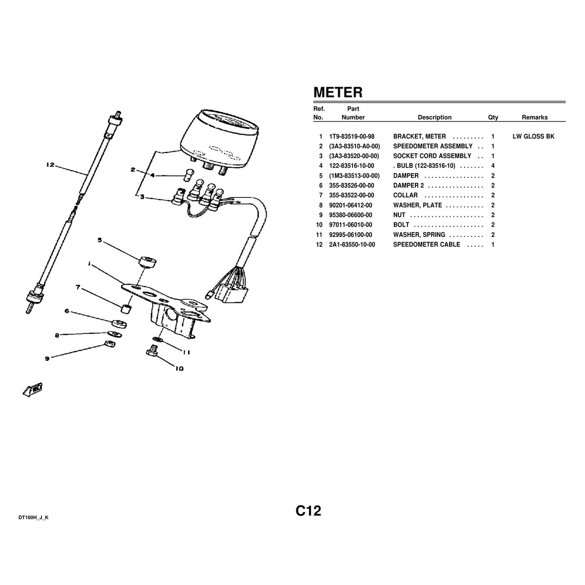 Yamaha DT100H Motorcycle Parts Manual - Engine Components PDF - Image 3