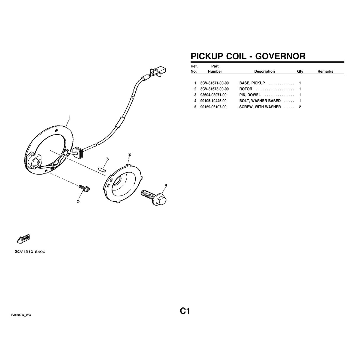 Yamaha FJ1200W Parts Manual - Complete Motorcycle Parts Catalog - Image 2