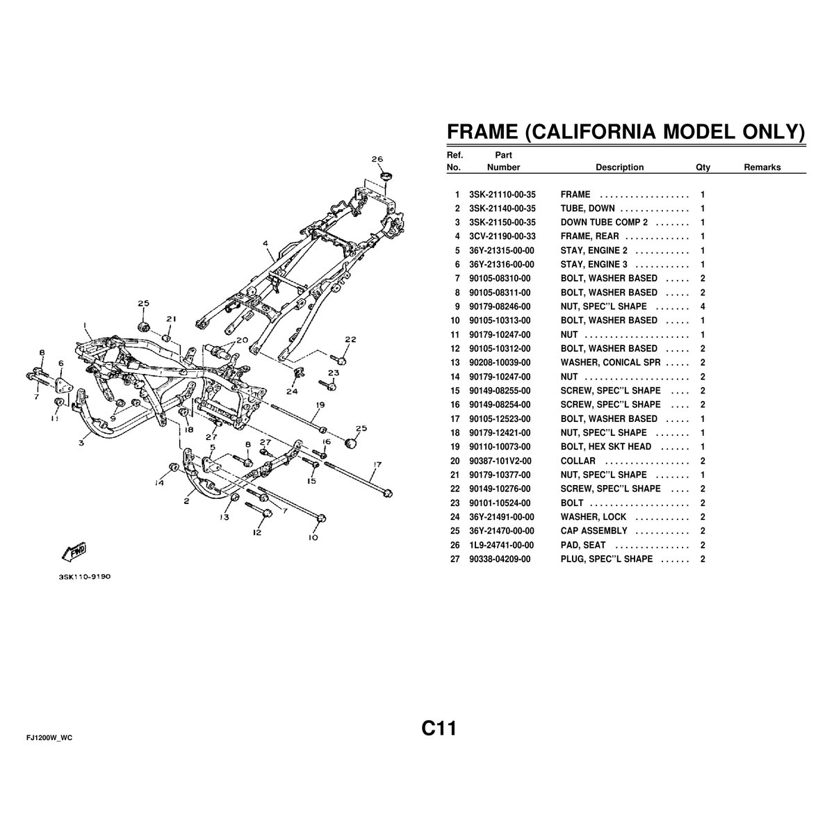 Yamaha FJ1200W Parts Manual - Complete Motorcycle Parts Catalog - Image 4