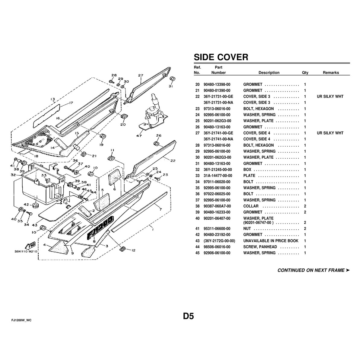 Yamaha FJ1200W Parts Manual - Complete Motorcycle Parts Catalog - Image 5