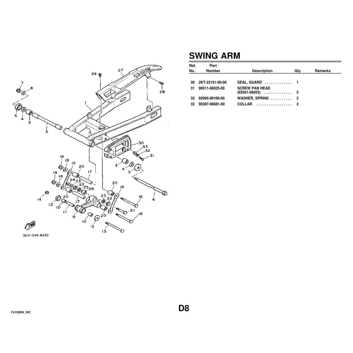 Yamaha FJ1200W Parts Manual - Complete Motorcycle Parts Catalog - Image 6