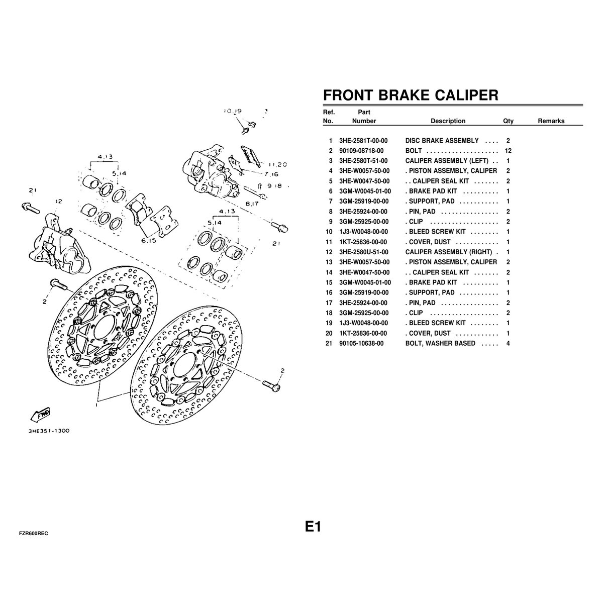 Yamaha FZR600REC Parts Catalog - Complete Parts Manual 71 Pages - Image 4